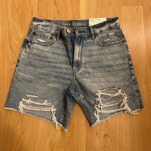 American Eagle Outfitters Women's 90’s Boyfriend Distressed Blue Jean Shorts